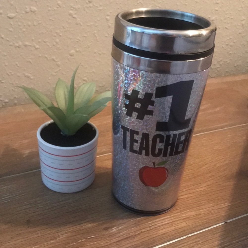 New! #1 Teacher Apple Travel Cup with Lid